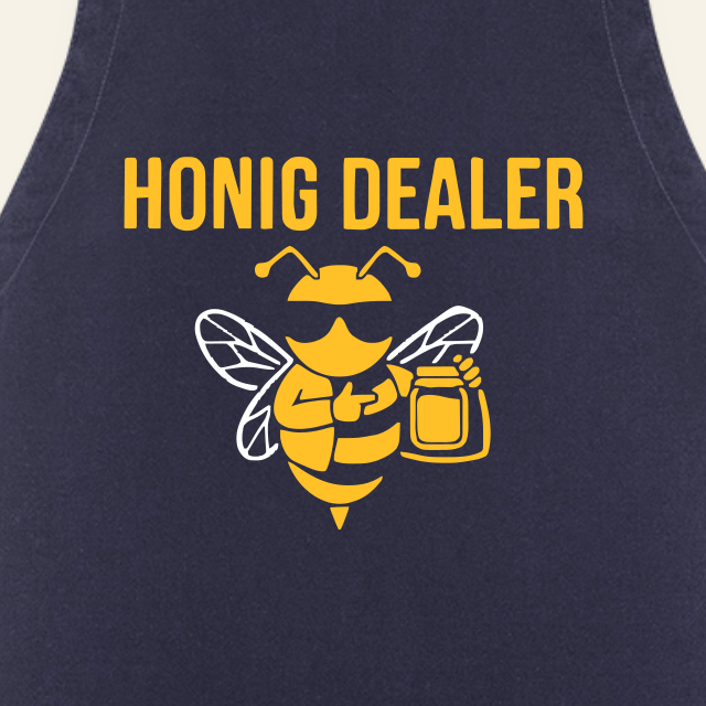 Honig Dealer Grillschürze in Navy – Druck im Detail