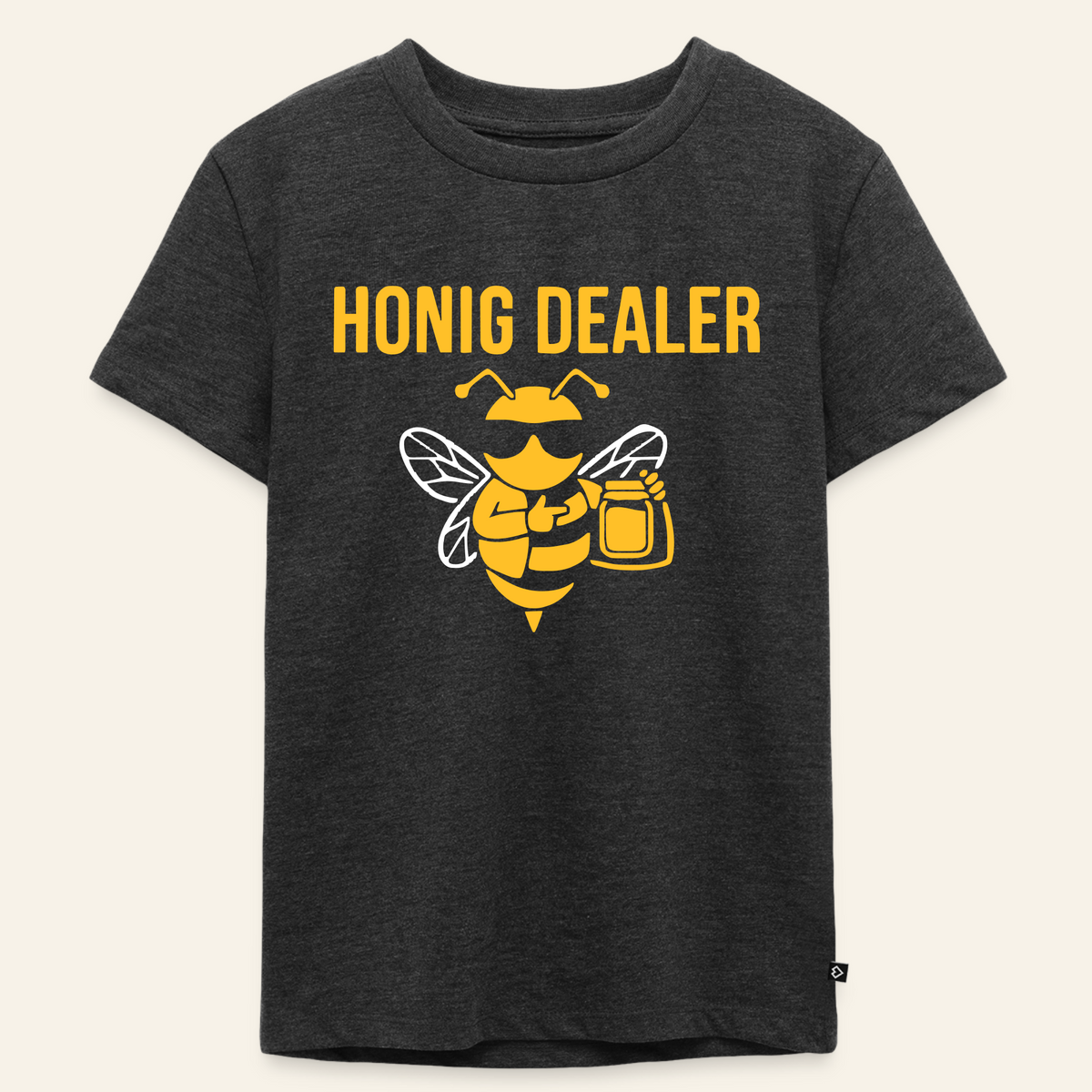 Honig Dealer Kinder T-Shirt in Anthrazit meliert – Vorderseite