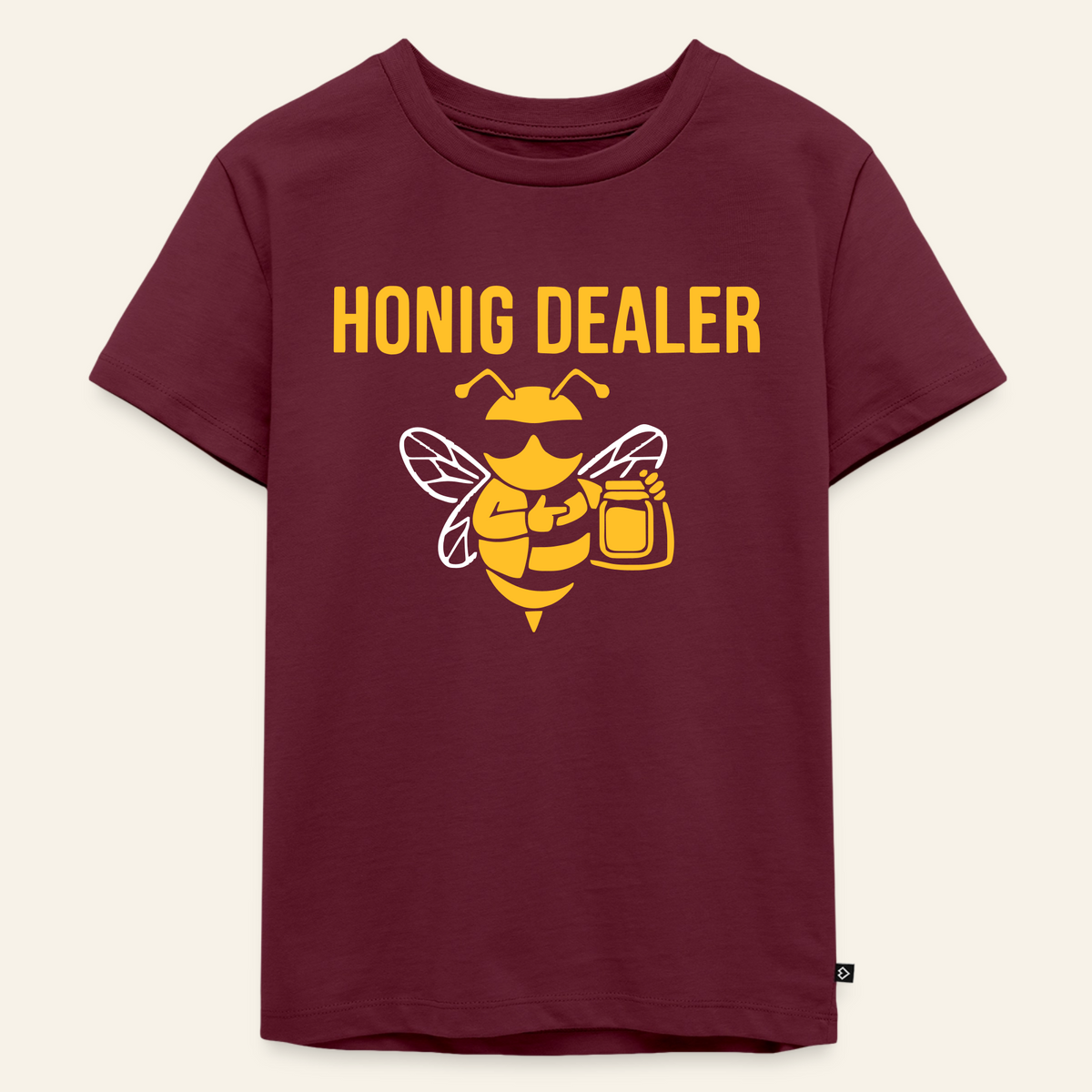 Honig Dealer Kinder T-Shirt in Burgunderrot – Vorderseite