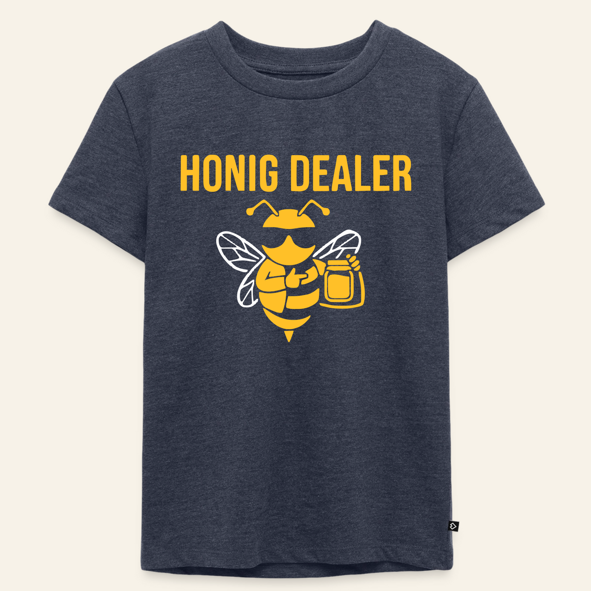 Honig Dealer Kinder T-Shirt in Denim meliert – Vorderseite