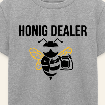 Honig Dealer Kinder T-Shirt in Grau meliert – Druck im Detail