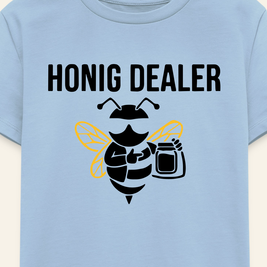 Honig Dealer Kinder T-Shirt in Hellblau – Druck im Detail