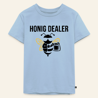 Honig Dealer Kinder T-Shirt in Hellblau – Vorderseite