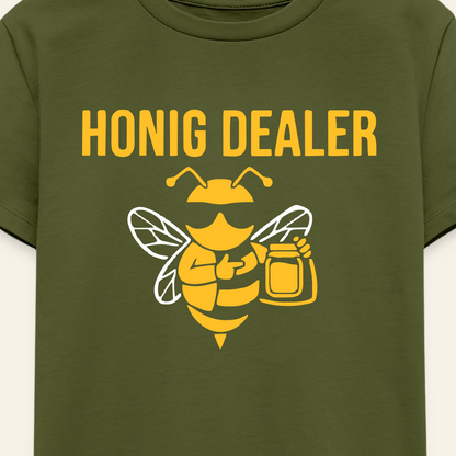 Honig Dealer Kinder T-Shirt in Khaki – Druck im Detail
