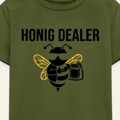 Honig Dealer Kinder T-Shirt in Khaki – Druck im Detail
