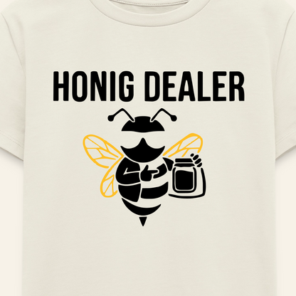 Honig Dealer Kinder T-Shirt in Naturweiß – Druck im Detail