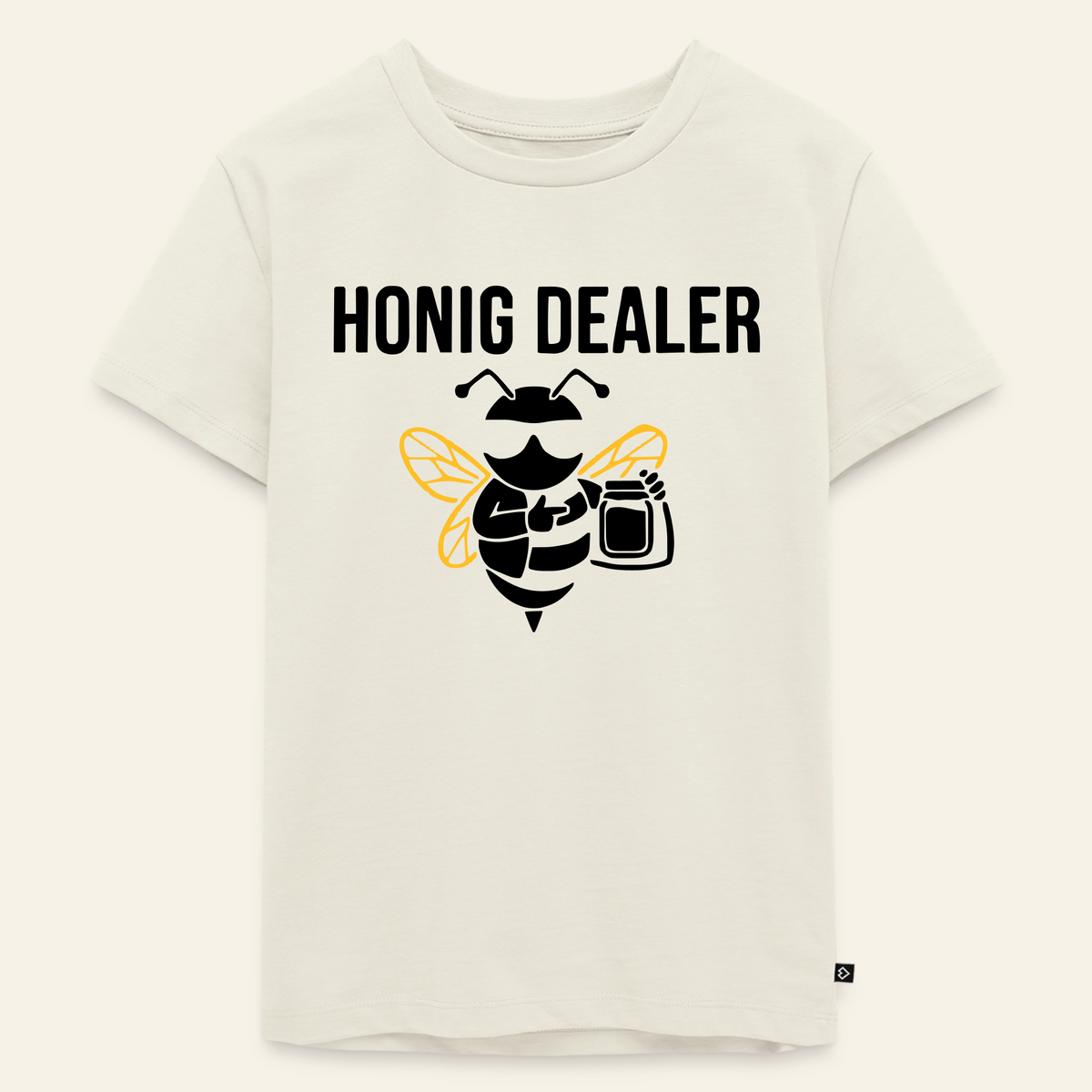 Honig Dealer Kinder T-Shirt in Naturweiß – Vorderseite