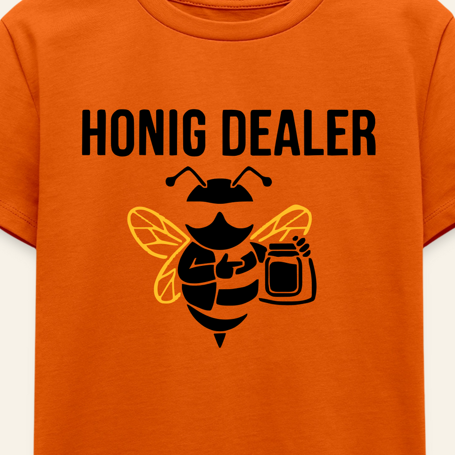 Honig Dealer Kinder T-Shirt in Orange – Druck im Detail
