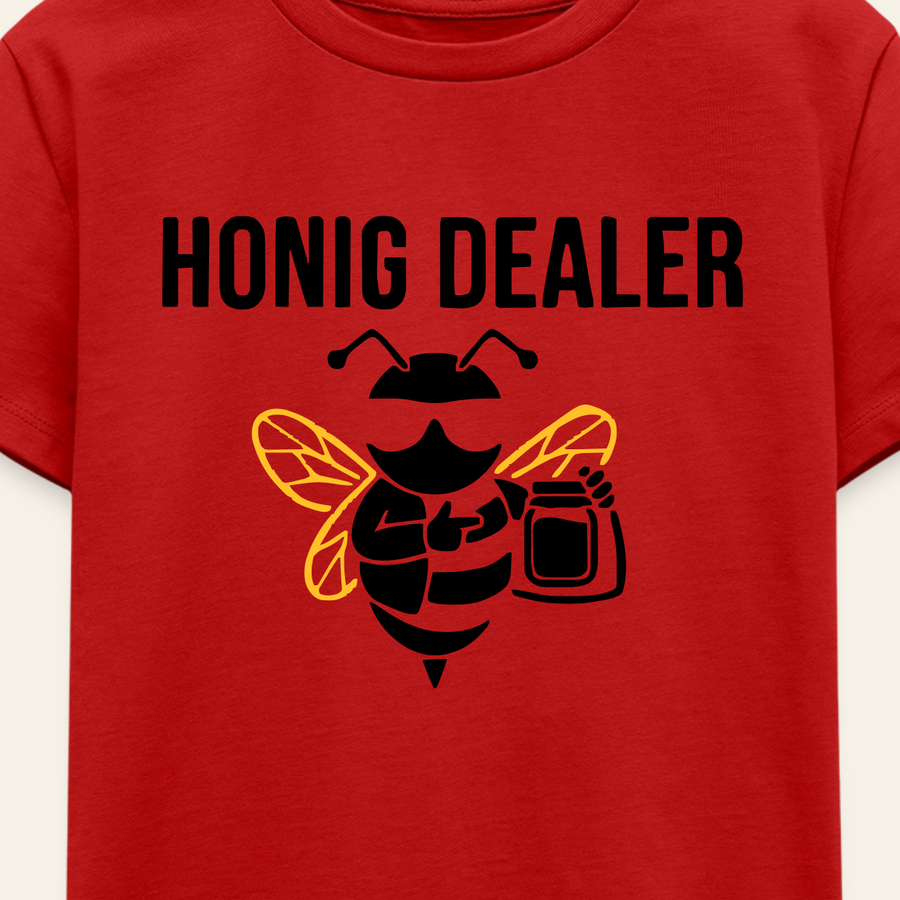 Honig Dealer Kinder T-Shirt in Rot – Druck im Detail