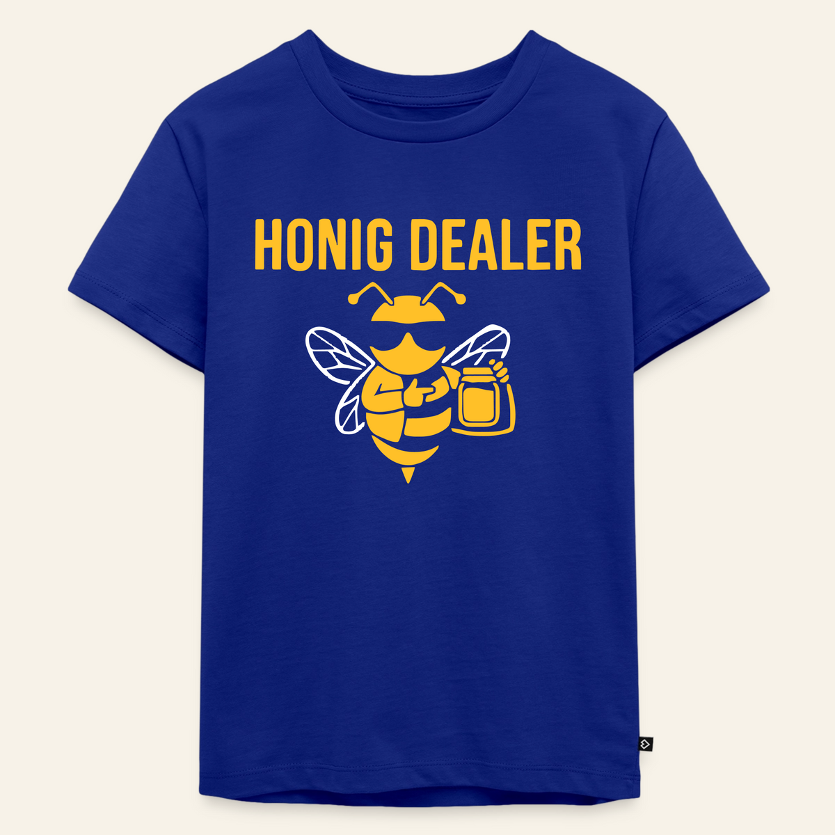 Honig Dealer Kinder T-Shirt in Royalblau – Vorderseite