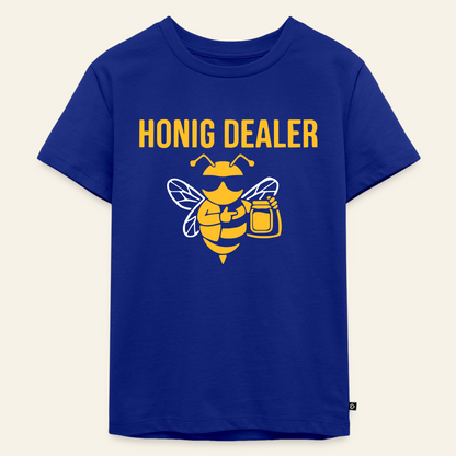 Honig Dealer Kinder T-Shirt in Royalblau – Vorderseite