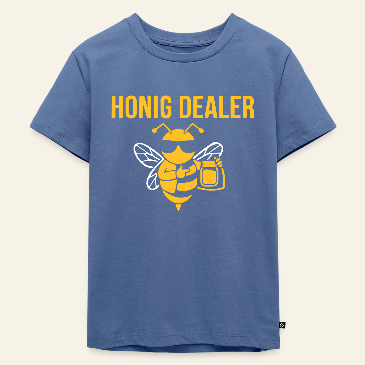 Honig Dealer Kinder T-Shirt in Steinblau – Vorderseite