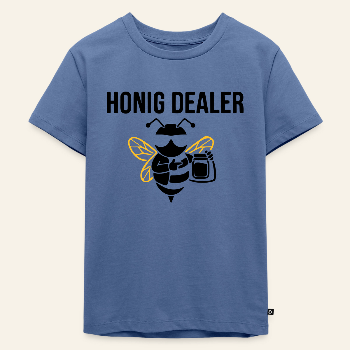 Honig Dealer Kinder T-Shirt in Steinblau – Vorderseite