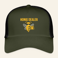 Honig Dealer Kinder-Trucker-Cap in Oliv/Schwarz – Vorderseite