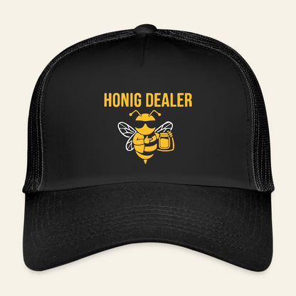 Honig Dealer Kinder-Trucker-Cap in Schwarz/Schwarz – Vorderseite