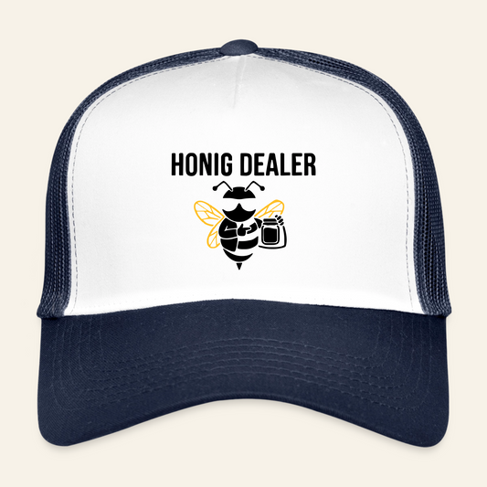 Honig Dealer Kinder-Trucker-Cap in Weiß/Navy – Vorderseite