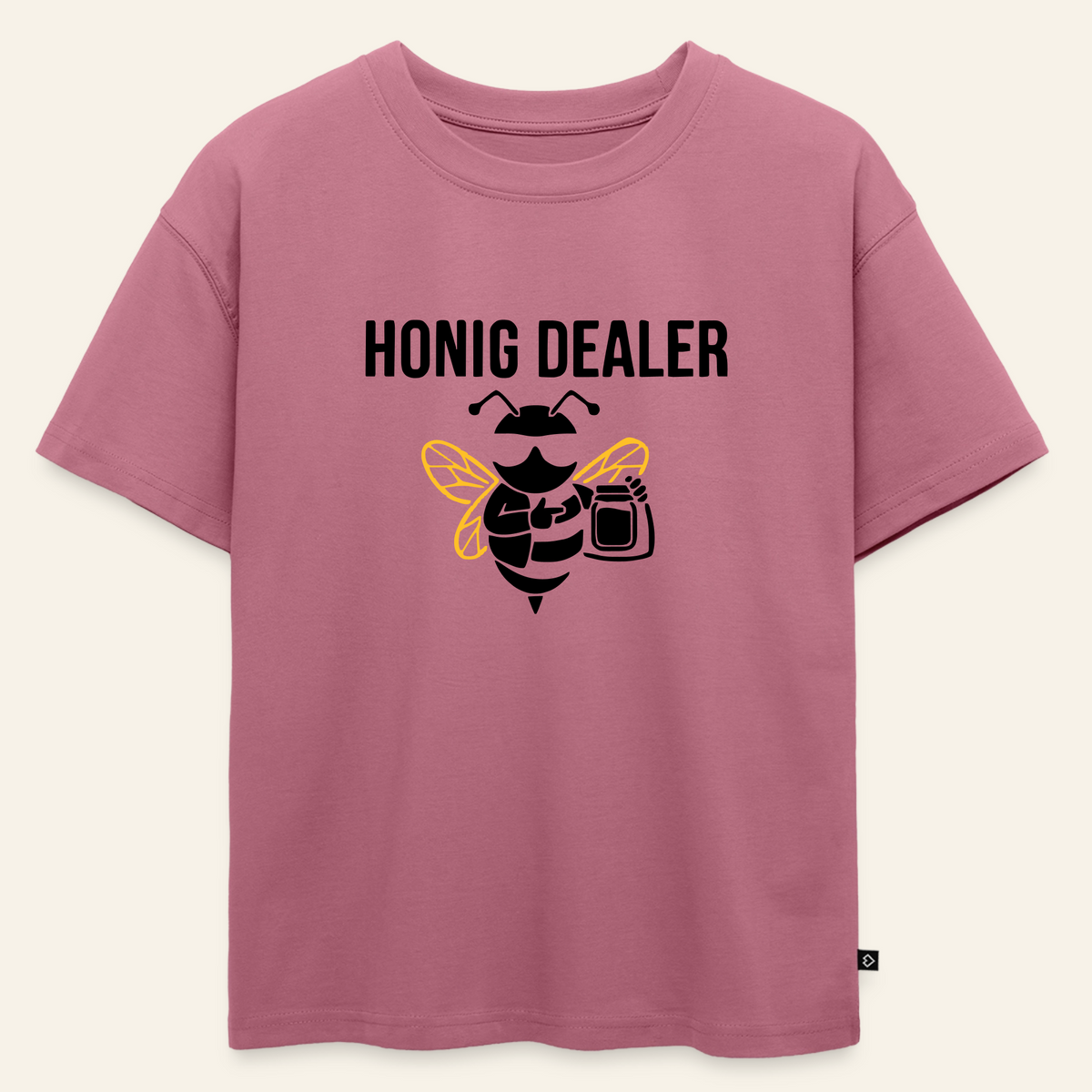 Honig Dealer Oversized Kinder T-Shirt in Altrosa – Vorderseite