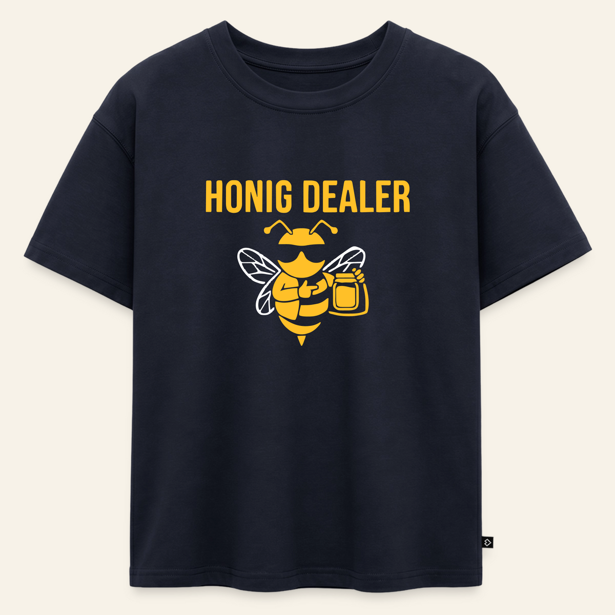Honig Dealer Oversized Kinder T-Shirt in Navy – Vorderseite