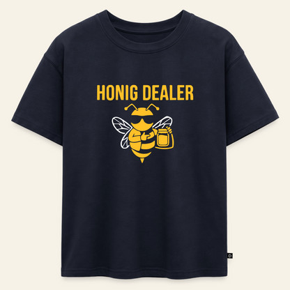 Honig Dealer Oversized Kinder T-Shirt in Navy – Vorderseite
