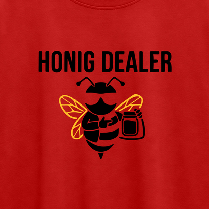 Honig Dealer Oversized Kinder T-Shirt in Rot – Druck im Detail