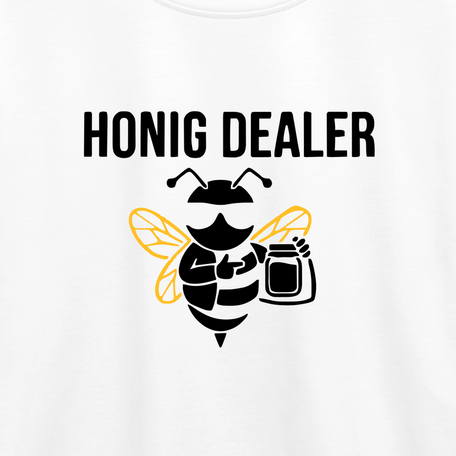 Honig Dealer Oversized Kinder T-Shirt in Weiß – Druck im Detail