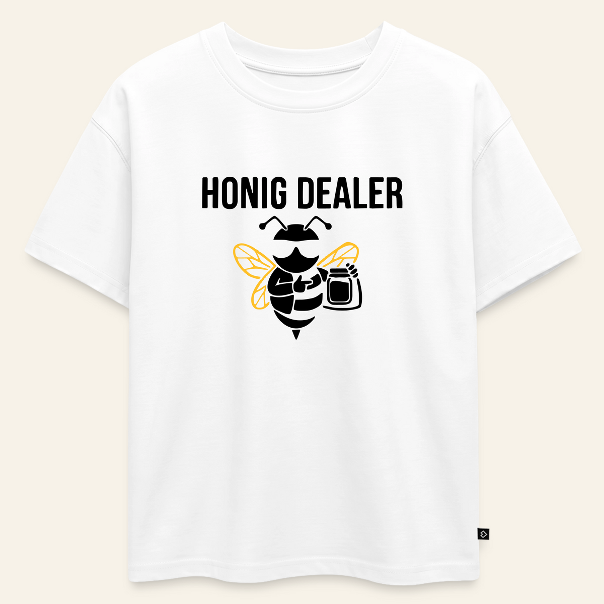 Honig Dealer Oversized Kinder T-Shirt in Weiß – Vorderseite