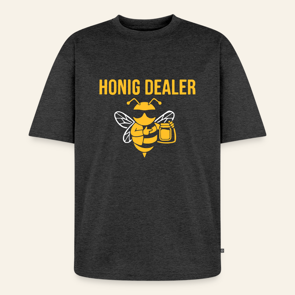 Honig Dealer Oversized T-Shirt in Anthrazit meliert – Vorderseite