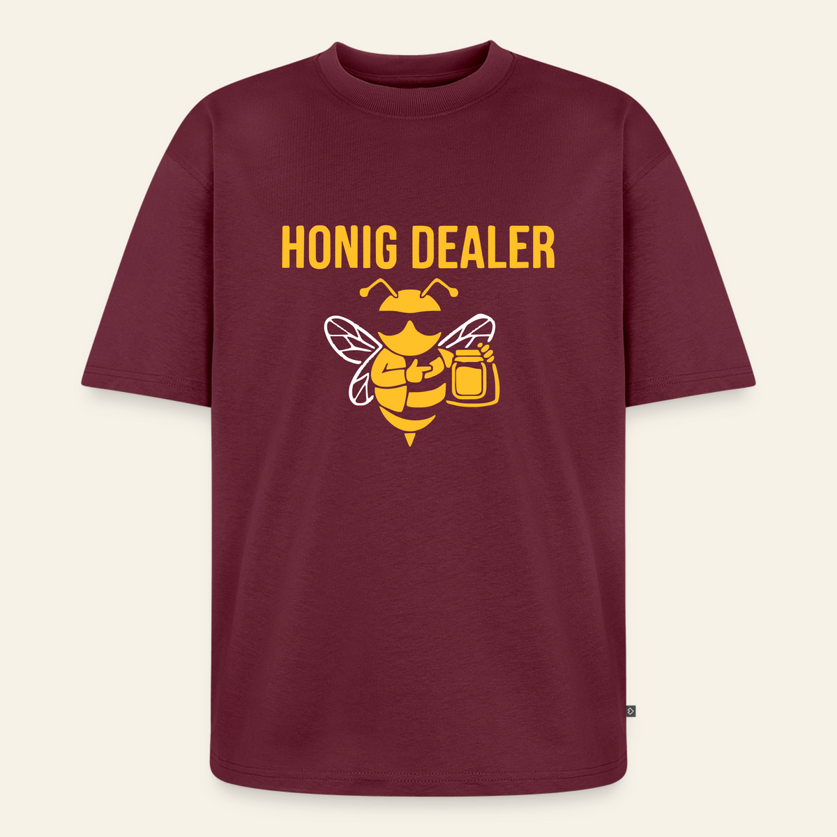 Honig Dealer Oversized T-Shirt in Burgunderrot – Vorderseite