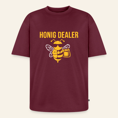 Honig Dealer Oversized T-Shirt in Burgunderrot – Vorderseite