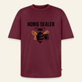 Honig Dealer Oversized T-Shirt in Burgunderrot – Vorderseite