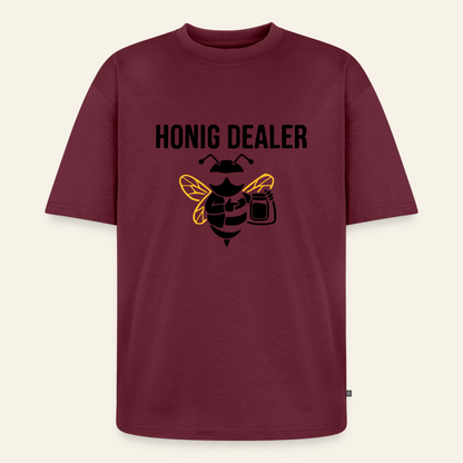 Honig Dealer Oversized T-Shirt in Burgunderrot – Vorderseite