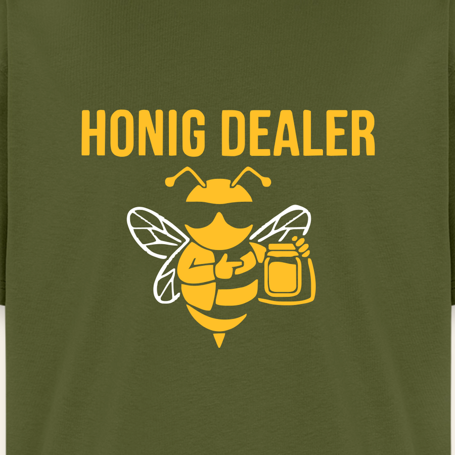 Honig Dealer Oversized T-Shirt in Khaki – Druck im Detail