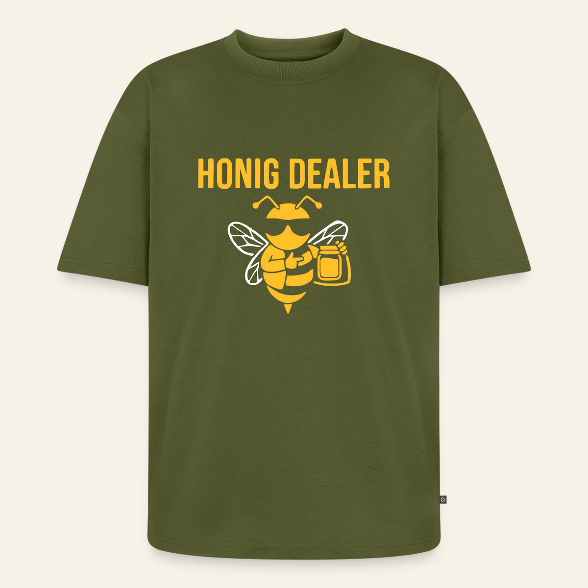 Honig Dealer Oversized T-Shirt in Khaki – Vorderseite