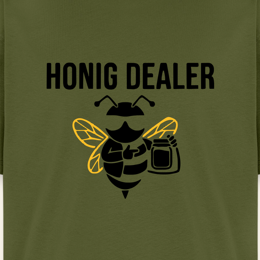 Honig Dealer Oversized T-Shirt in Khaki – Druck im Detail