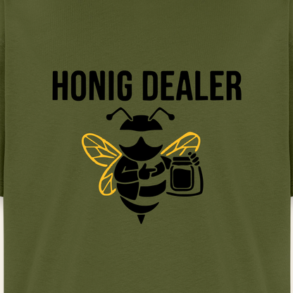 Honig Dealer Oversized T-Shirt in Khaki – Druck im Detail
