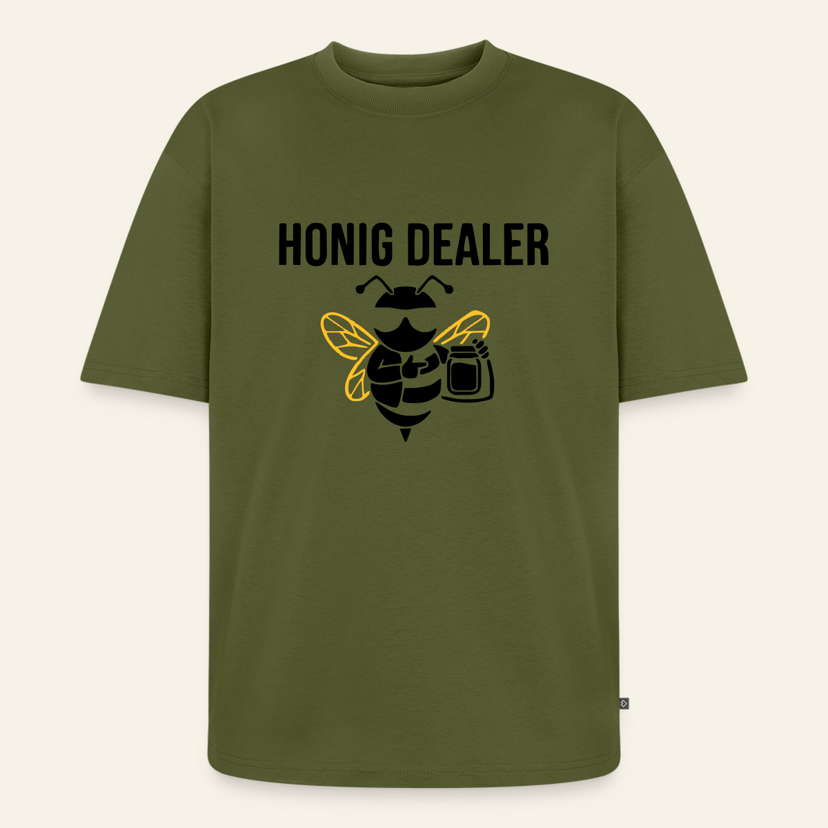 Honig Dealer Oversized T-Shirt in Khaki – Vorderseite