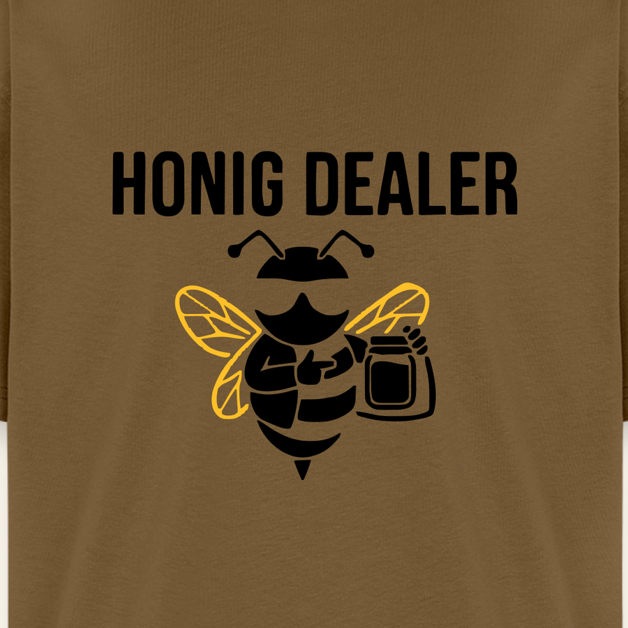 Honig Dealer Oversized T-Shirt in Nussbraun – Druck im Detail