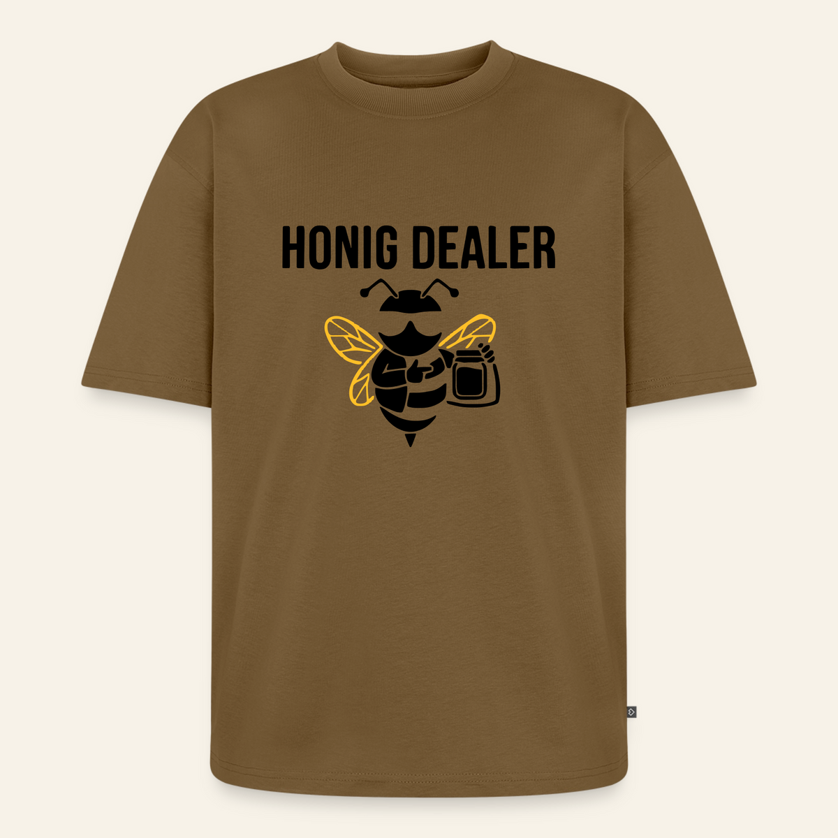 Honig Dealer Oversized T-Shirt in Nussbraun – Vorderseite