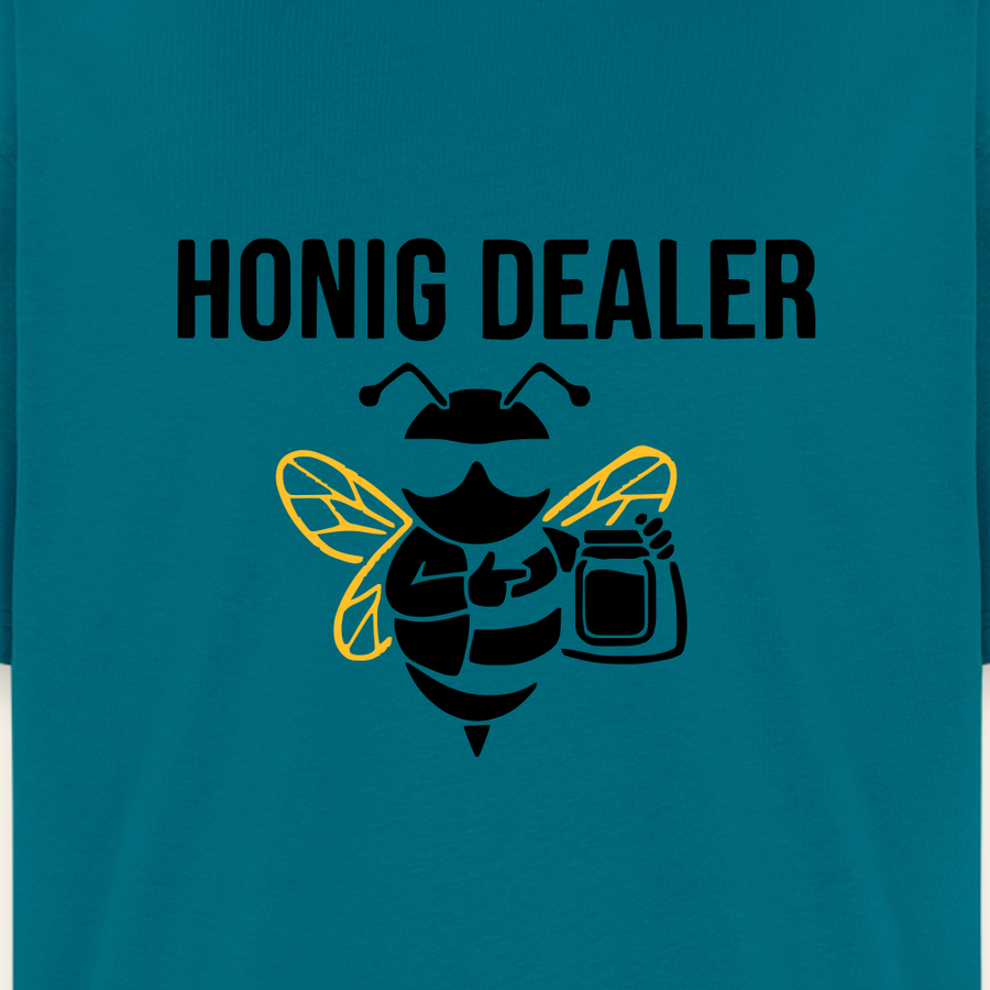 Honig Dealer Oversized T-Shirt in Petrol – Druck im Detail