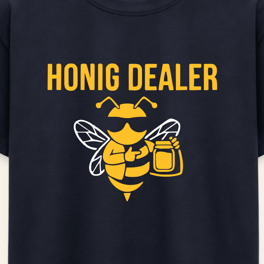 Honig Dealer Oversized Teenager T-Shirt in Navy – Druck im Detail