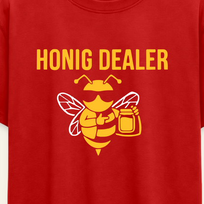 Honig Dealer Oversized Teenager T-Shirt in Rot – Druck im Detail