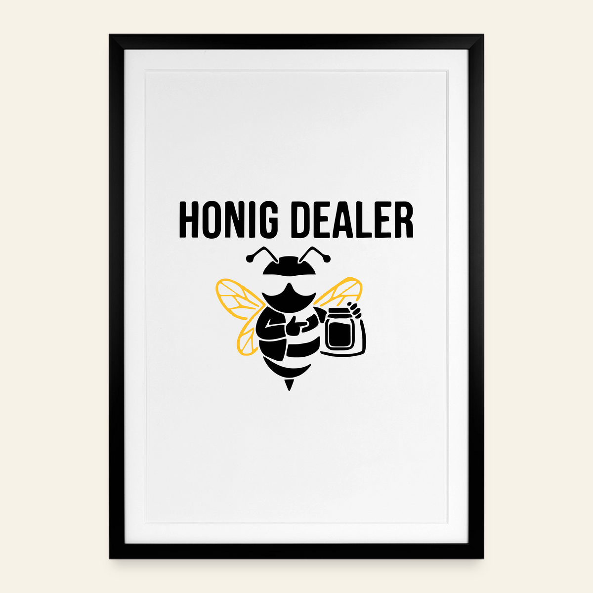 Honig Dealer Gerahmtes Poster (49 × 69 cm) mit Rahmen in Schwarz – Vorderseite