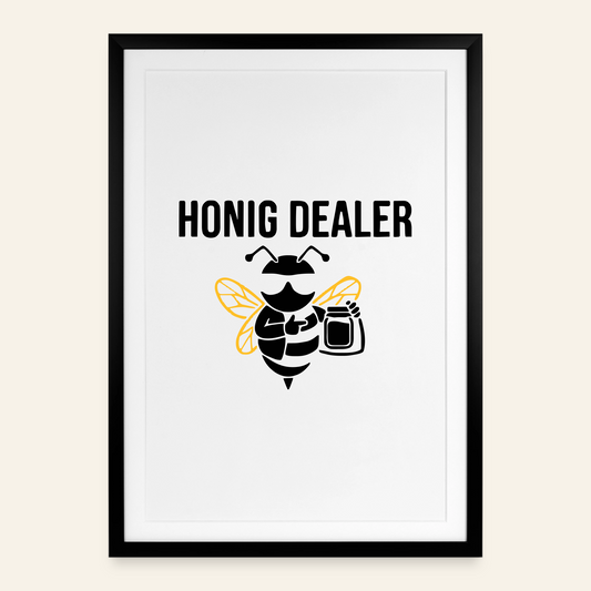 Honig Dealer Gerahmtes Poster (49 × 69 cm) mit Rahmen in Schwarz – Vorderseite