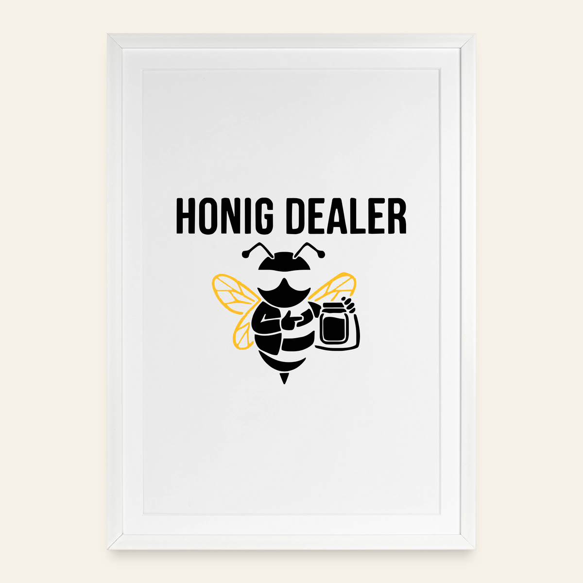 Honig Dealer Gerahmtes Poster (49 × 69 cm) mit Rahmen in Weiß – Vorderseite