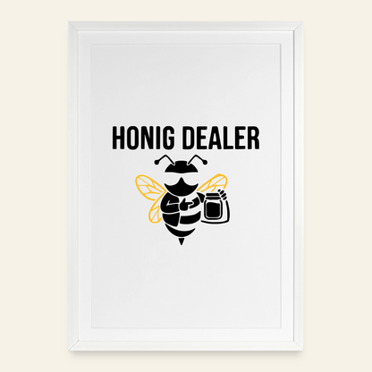 Honig Dealer Gerahmtes Poster (49 × 69 cm) mit Rahmen in Weiß – Vorderseite