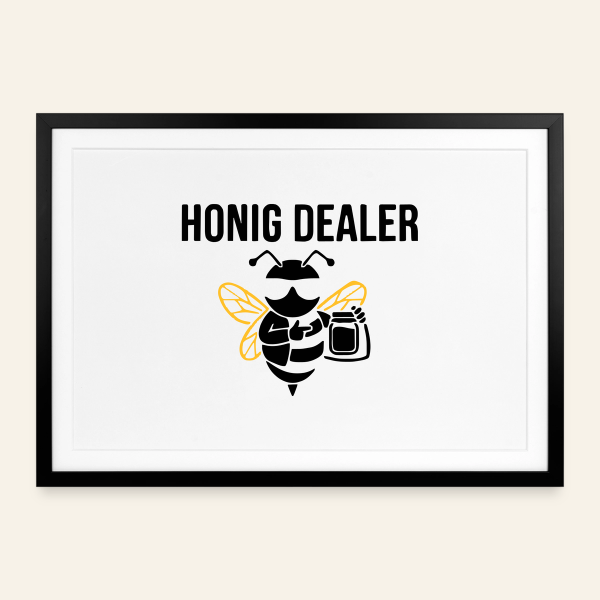 Honig Dealer Gerahmtes Poster (69 × 49 cm) mit Rahmen in Schwarz – Vorderseite