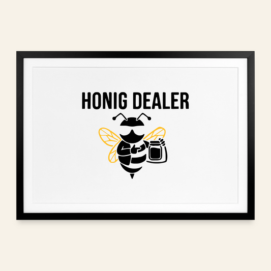 Honig Dealer Gerahmtes Poster (69 × 49 cm) mit Rahmen in Schwarz – Vorderseite