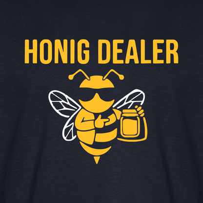 Honig Dealer T-Shirt in Dunkelblau – Druck im Detail