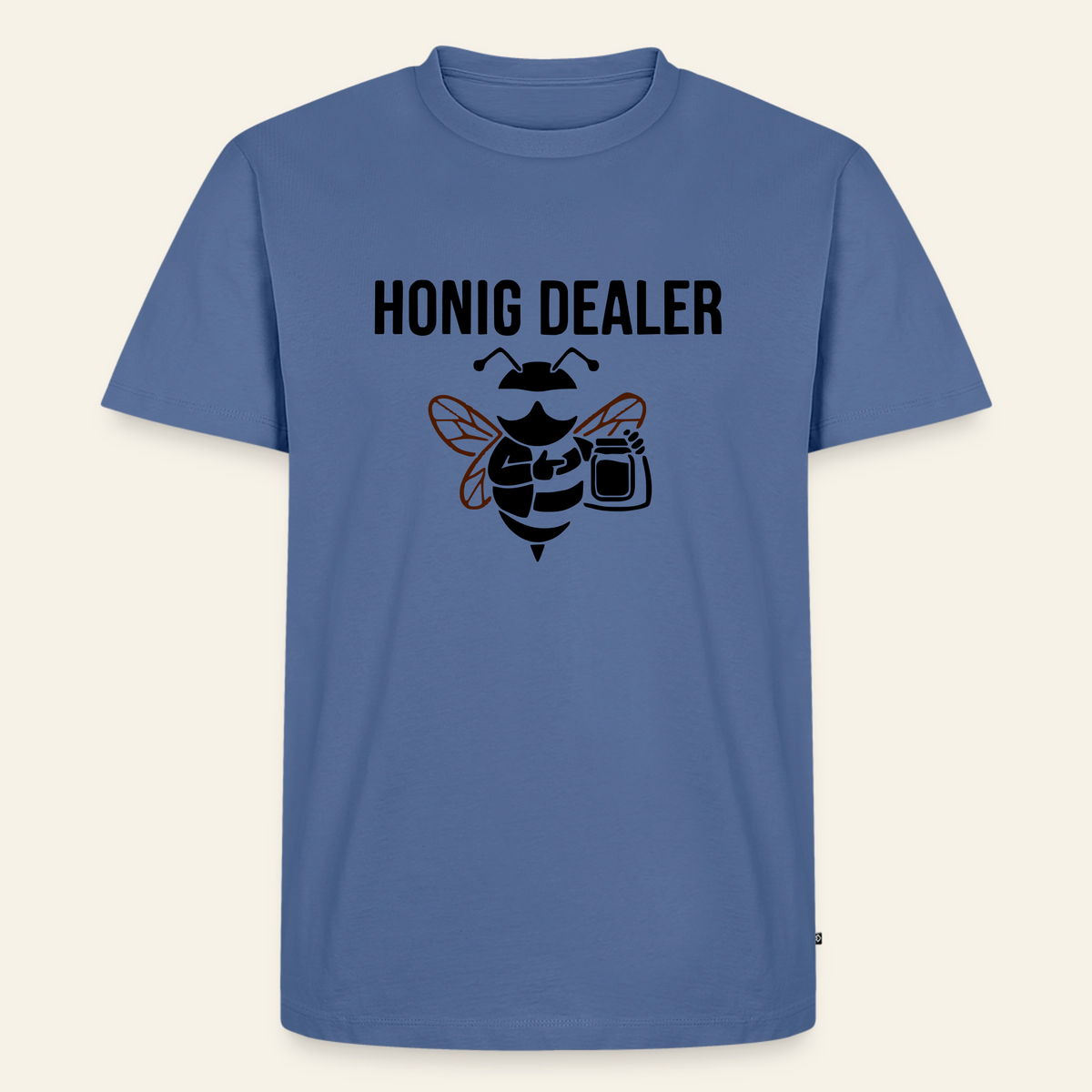 Honig Dealer T-Shirt in Steinblau – Vorderseite