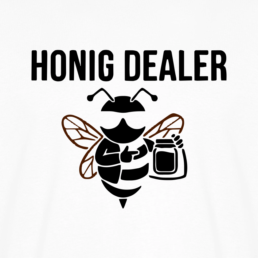 Honig Dealer T-Shirt in Weiß – Druck im Detail